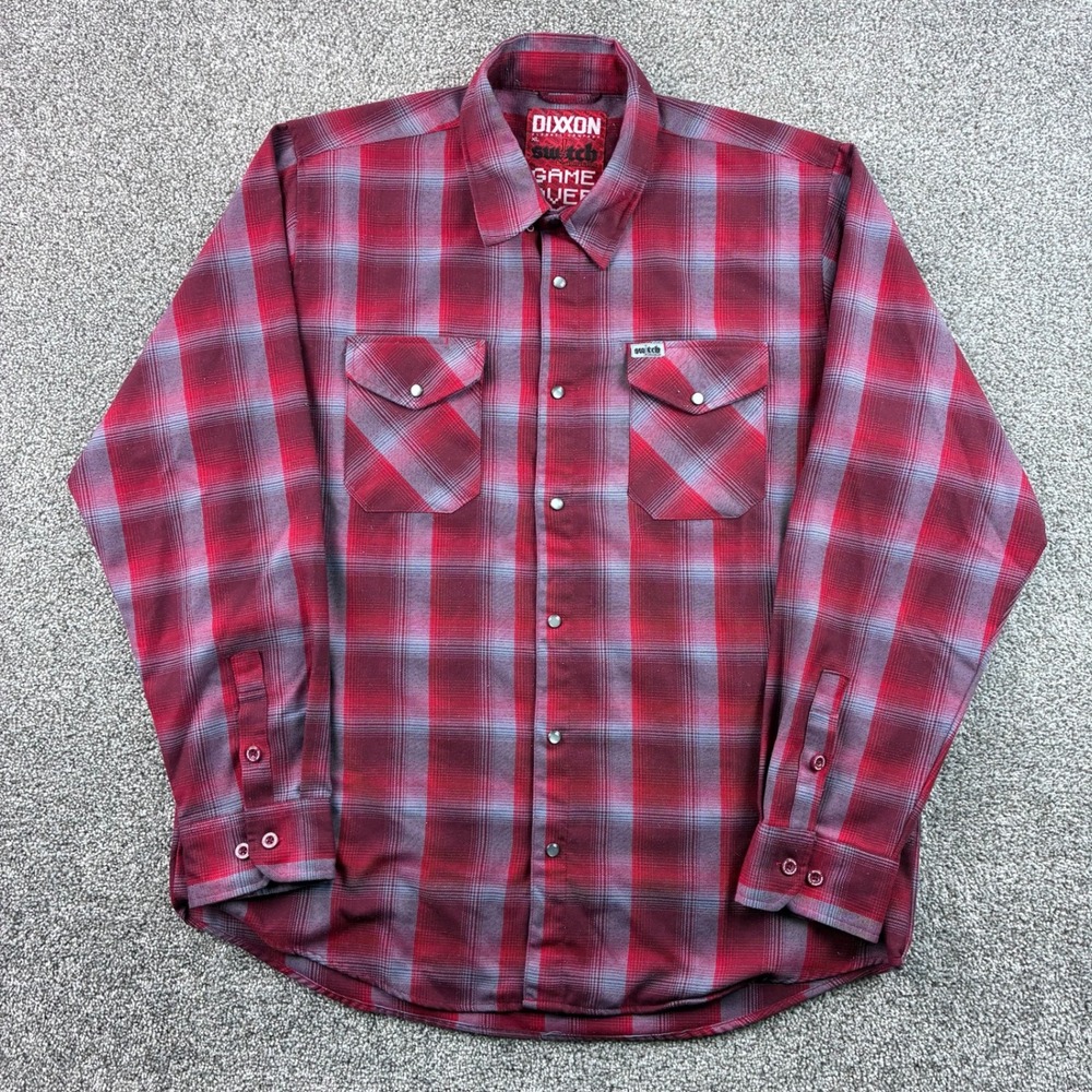Dixxon Flannel Game Over Shirt Mens XL Red Plaid Switch Suspension D-Tech